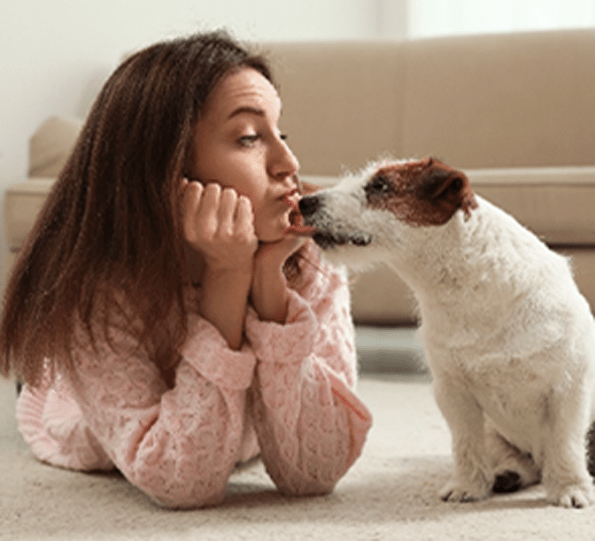 kissing a dog