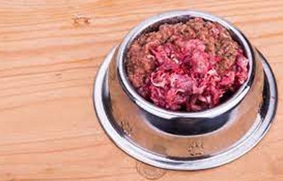 a bowl of meat for dog