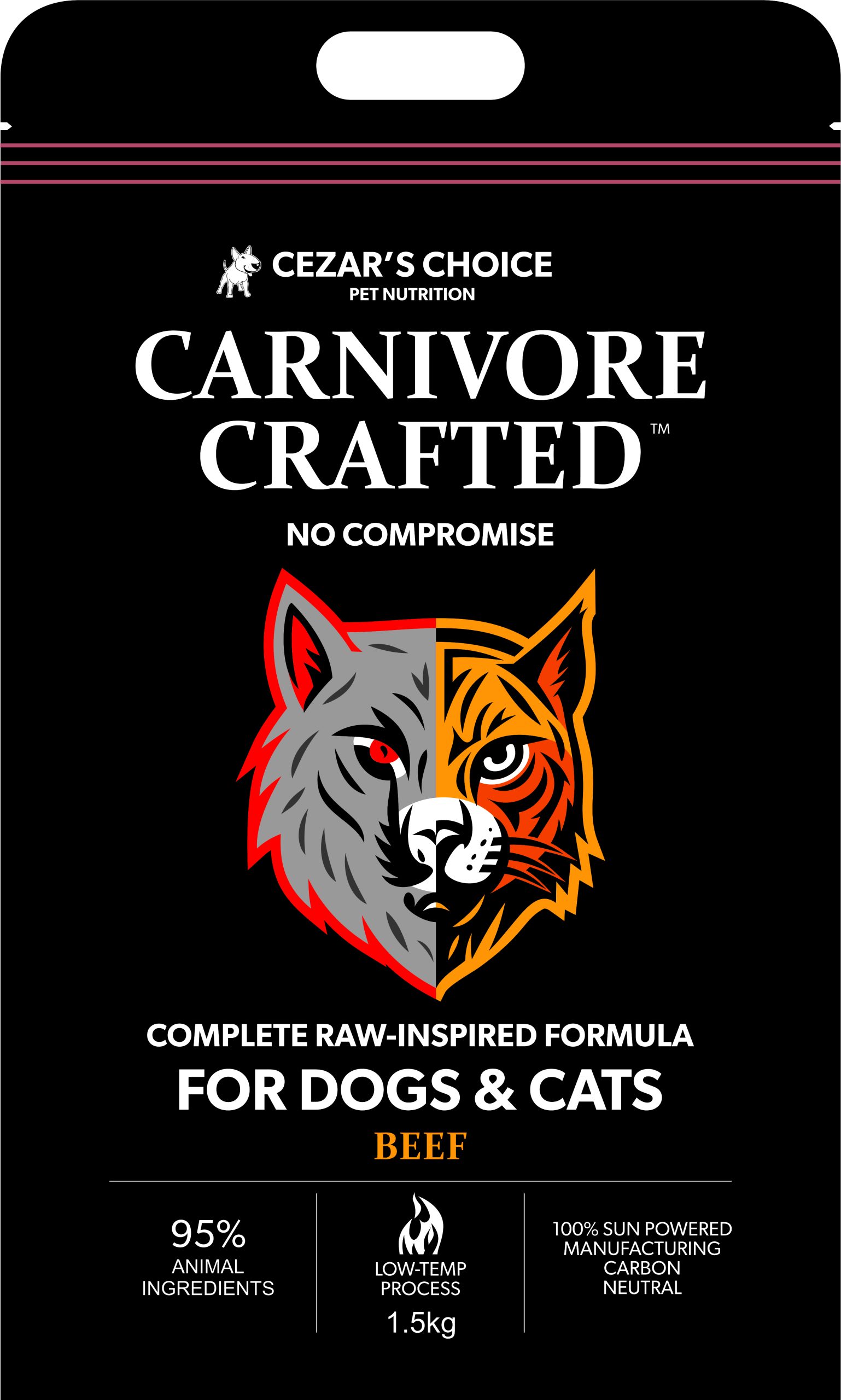 Carnivore Created Cat and Dog Food Combined Adult Beef 1.5kg